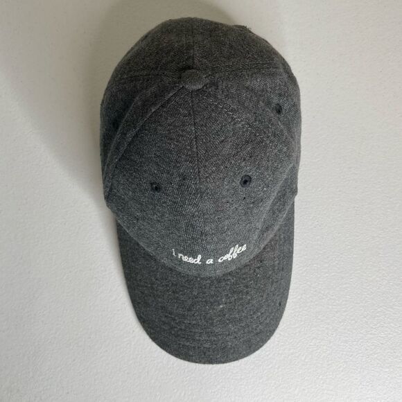 Hollister I Need A Coffee Gray Adjustable Low Profile Ball Cap Hat One Size - Picture 8 of 12